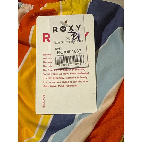 Roxy Cheeky High Leg Tie Side Bikini Bottom Palm Cruz XL NWT - Picture 5 of 5